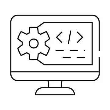 Working code computer screen line icon vector illustration 库存插图