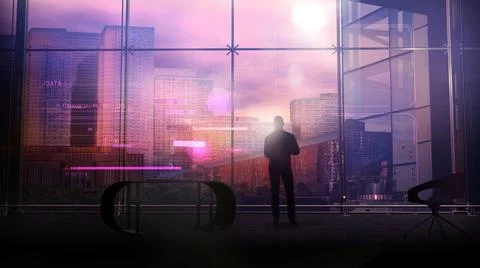 Working with code through virtual reality, 3D render. Illustrazione stock