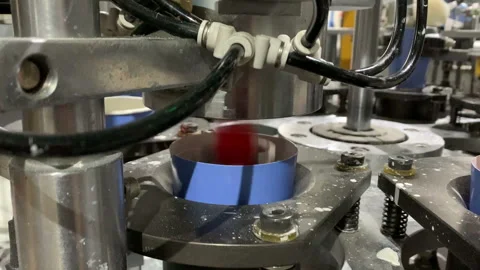 Working on Coffee-to-go cup production on a machine. Stock Footage 155516200