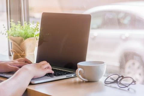 Working at Coffee Shop Foto stock