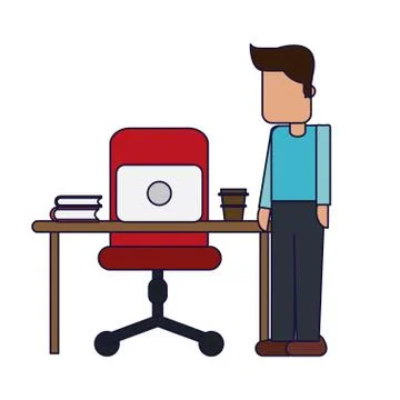 Working with computer avatar イラスト素材