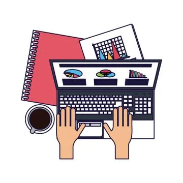 Working with computer avatar Illustrazione stock