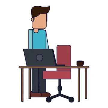 Working with computer avatar 스톡 일러스트