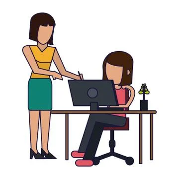 Working with computer avatar 스톡 일러스트