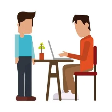 Working with computer avatar Illustrazione stock