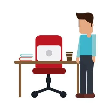 Working with computer avatar Illustrazione stock
