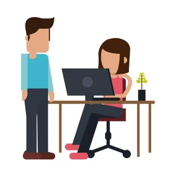 Working with computer avatar イラスト素材