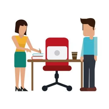 Working with computer avatar Illustrazione stock