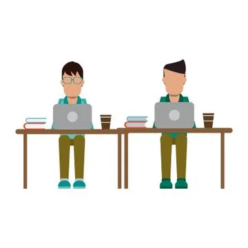 Working with computer avatar イラスト素材