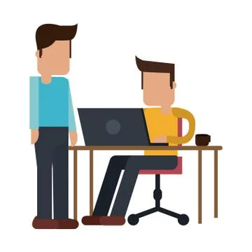 Working with computer avatar Illustrazione stock