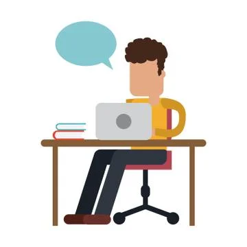 Working with computer avatar Illustrazione stock