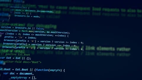 A working computer with a code on a monitor. Stock Footage 113152131