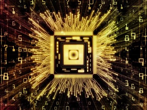 Working Computer CPU Stock Illustration