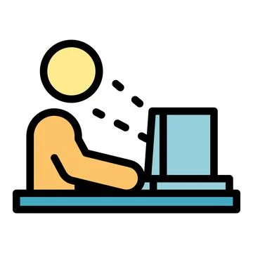 Working computer icon color outline vector Stock-Illustration