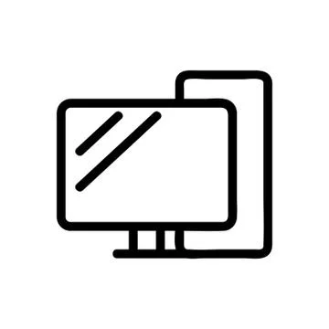 Working computer icon vector. Isolated contour symbol illustration Stock Illustration