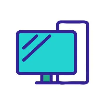 Working computer icon vector. Isolated contour symbol illustration Stock Illustration