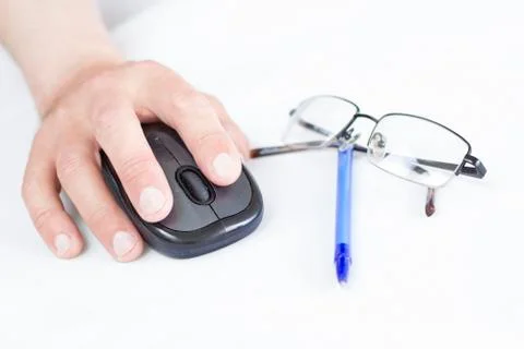 Working with computer mouse. Stock Illustration