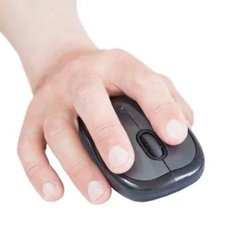 Working with computer mouse. Stock Photos
