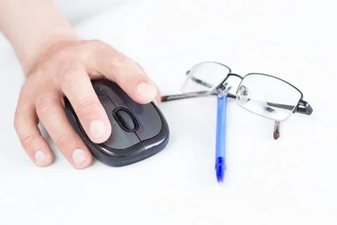 Working with computer mouse. Stock Photos