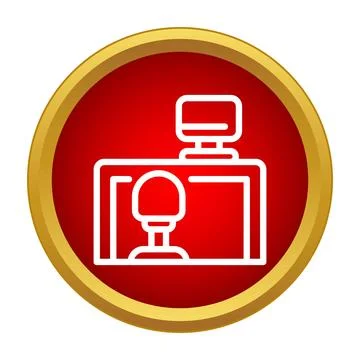 Working on a computer at an office desk icon 库存插图