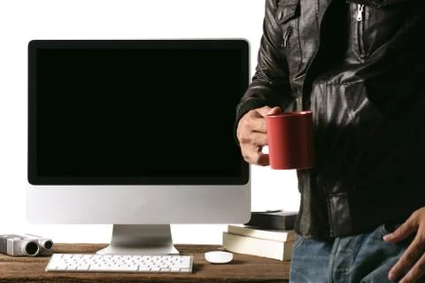 Working with computer Stock Photos