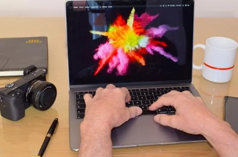 Working with computer.. Stock Photos