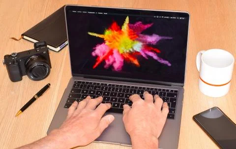 Working with computer Stock Photos