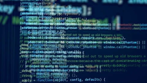 Working computer with a programming code on a screen. Stock Footage 113154660