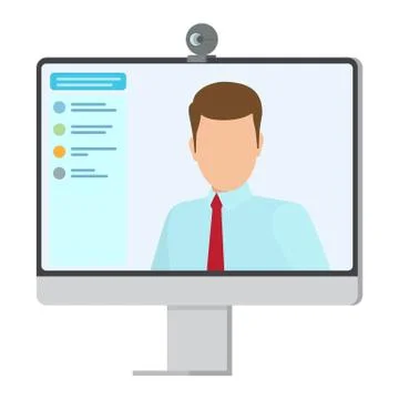 Working Computer with Small Web Camera Poster 스톡 일러스트