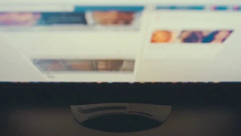 Working on the Computer. Top view pc monitor. Web surfing Stock Footage 72064886