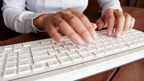 Working with computer, typing Stock-Footage 76680504