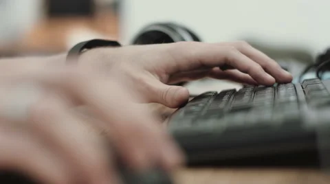 Working with a computer, Typing on keyboard beautiful soft focus shot Stock Footage 48142811