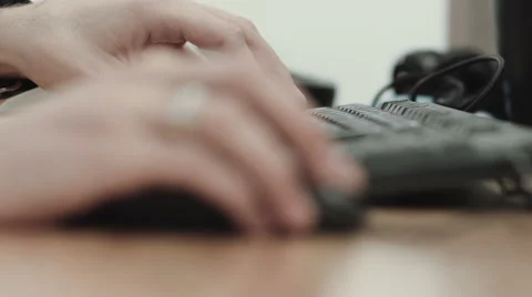 Working with a computer, Typing on keyboard beautiful soft focus shot Stock Footage 48143429