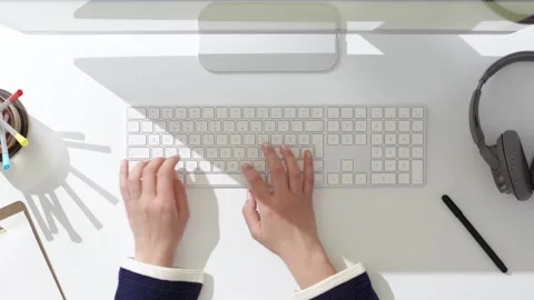 Working with computer, typing on keyboar... | Stock Video | Pond5