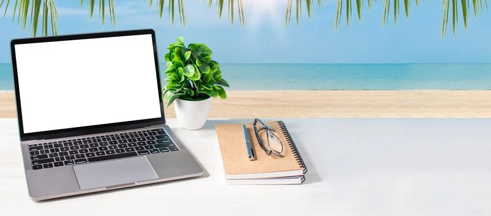 Working concept using technology, notebook, internet, laptop computer, netw.. Stock Photos