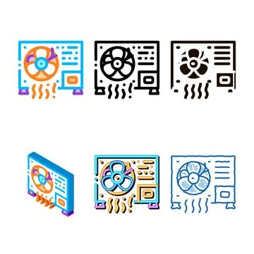 Working conditioner system concepts vector thin line icon Ilustração Stock
