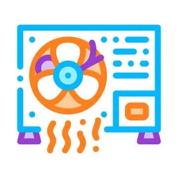 Working Conditioner System Vector Thin Line Icon Ilustração Stock