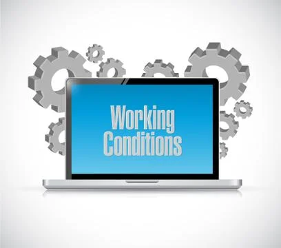 Working conditions tech computer sign concept Illustrazione stock