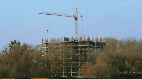 Working Construction Crane Timelapse Stock Footage 47855469
