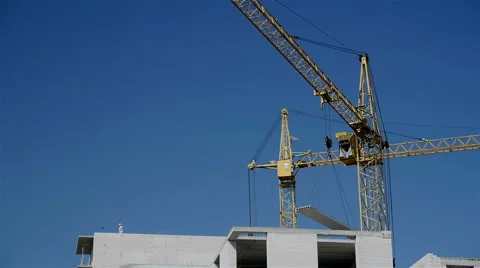 Working construction cranes Stock Footage 65420928