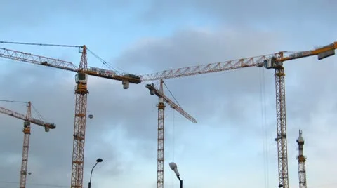 Working construction cranes - timelapse Video stock 10573665