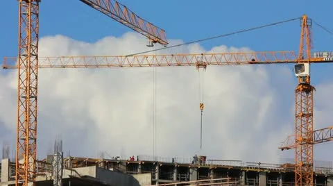 working construction cranes - timelapse 11631856