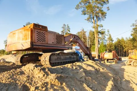 Working construction machinery Stock Photos