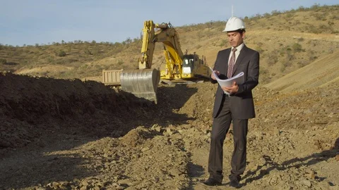 Working, Construction Site, Construction, Business, Businessman, Full Suit, Stock Footage 95848101