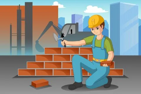 Working Construction Worker Illustration Stock Illustration