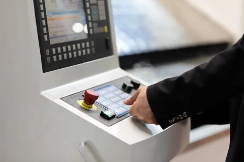 Working with control console Foto stock