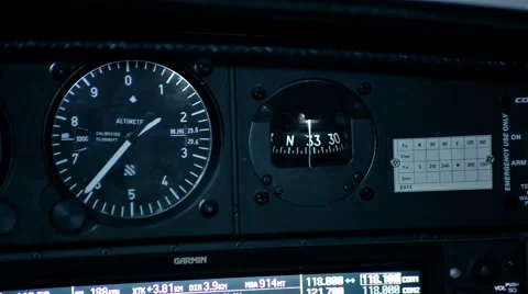 Working control panel instruments on a plane Stock Footage 65286712