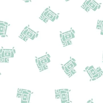 Working on couch glyph vector seamless pattern Illustrazione stock