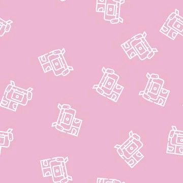 Working on couch line vector seamless pattern Illustrazione stock