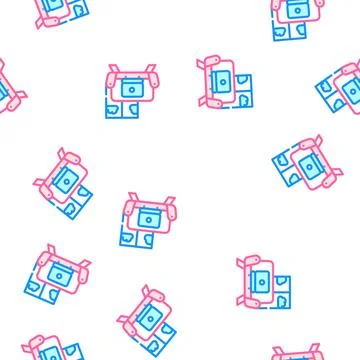 Working on couch vector seamless pattern Illustrazione stock